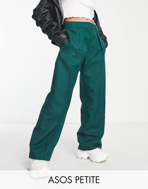 ASOS DESIGN Petite everyday slouchy trouser in dark green