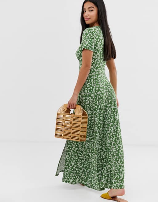 Asos button through maxi tea dress online