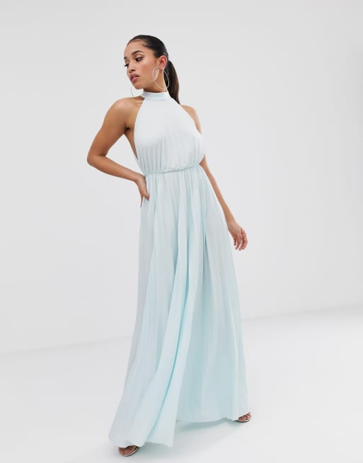 Asos design tall halter pleated waisted maxi outlet dress