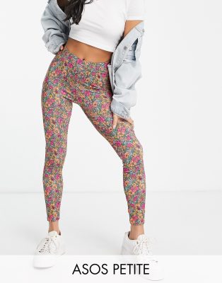 ASOS DESIGN Petite exclusive legging in pink floral print