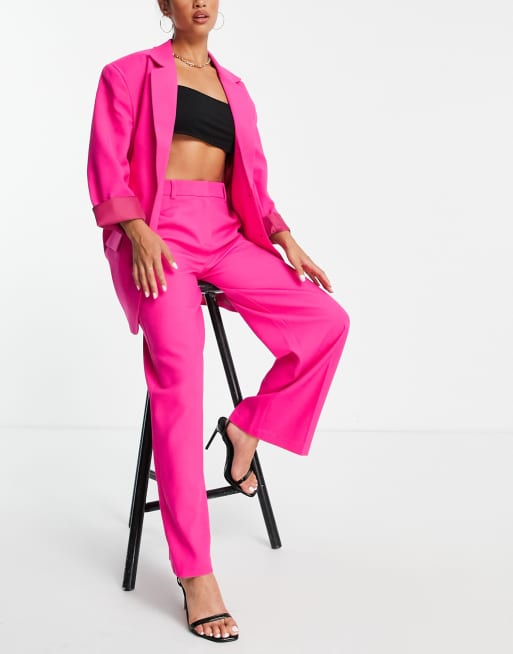 ASOS DESIGN Petite – Extreme Man – Jaskraworóżowe spodnie garniturowe, 3 z 4