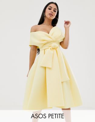 asos design fallen shoulder prom dress with tie detail