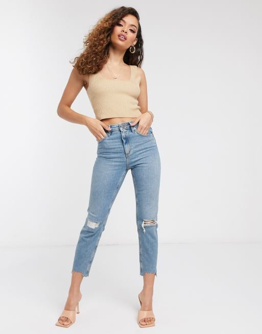 Petite slim fit mom jeans deals