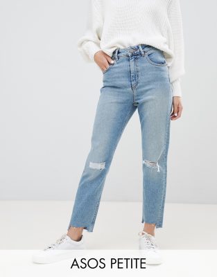 High waisted light wash mom jeans