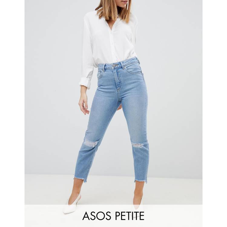 Asos design farleigh high waist slim mom jeans in light stone wash clearance