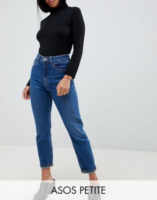 ASOS DESIGN Petite – Farleigh – Klarblå slim mom jeans med hög midja