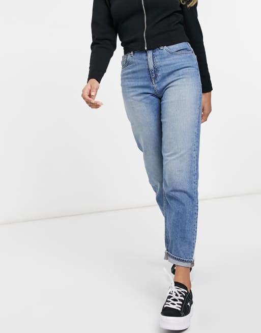 ASOS DESIGN Petite - Farleigh - Mom jeans slim a vita alta lavaggio medio  authentic, 4 di 4