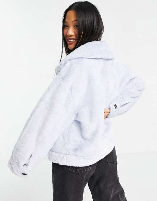 ASOS DESIGN hooded faux fur jacket in white