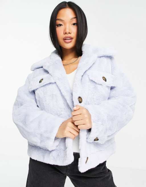 Faux fur trucker clearance jacket