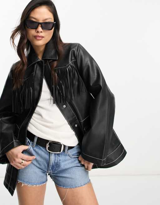 Ganni heavy leather on sale jacket