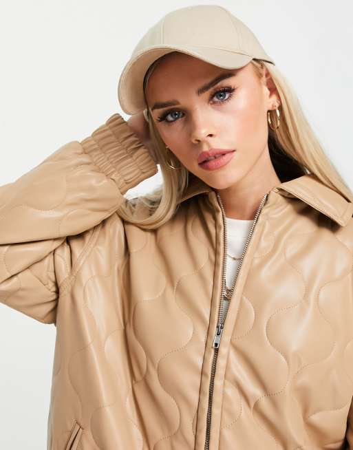 Camel leather hotsell bomber jacket