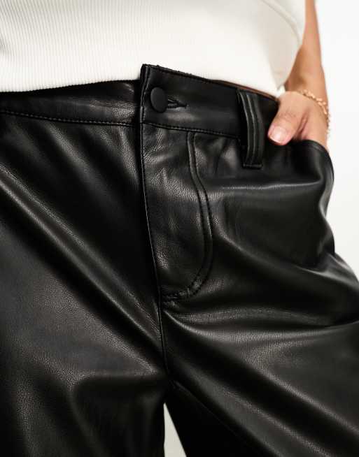 Black Vegan Leather Trouser - Petite