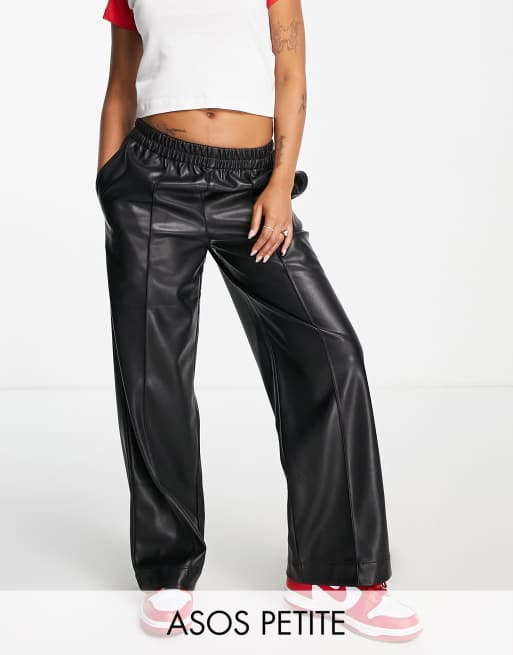 ASOS DESIGN leather look wide leg pants in black