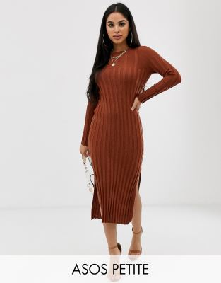 petite ribbed midi dress