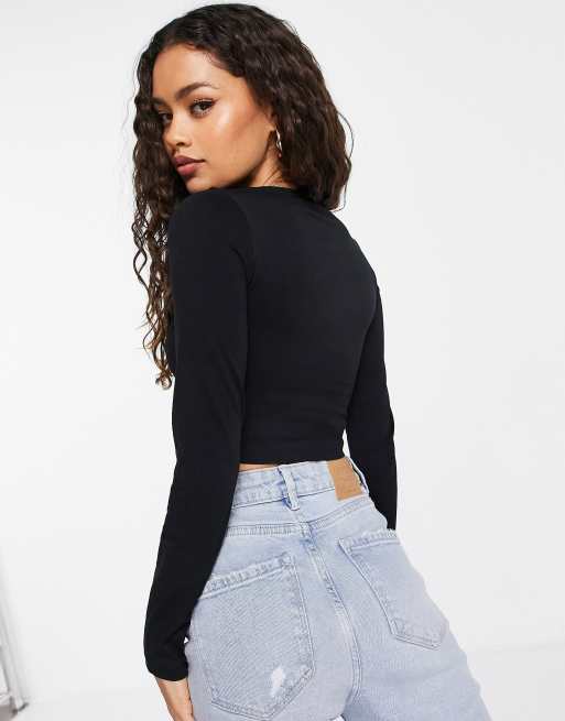 Fitted Long Sleeve Camisole Crop Top