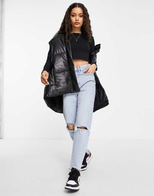 ASOS DESIGN Petite cropped puffer jacket in black