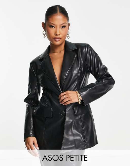 Womens fitted leather blazer new arrivals