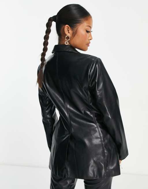 Black Leather Look Blazer