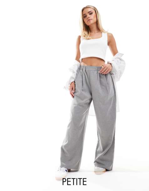 ASOS DESIGN Petite flannel trousers in light grey  - view 1