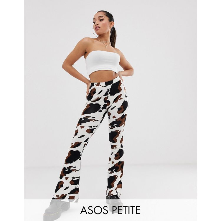 ASOS DESIGN Petite flare pants in leopard print