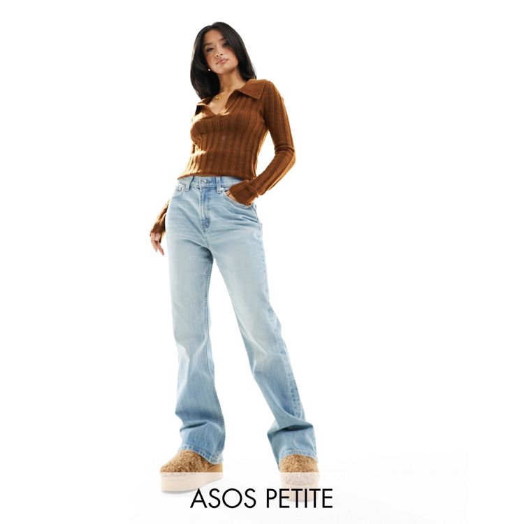 ASOS DESIGN Petite flared jeans in light blue | ASOS