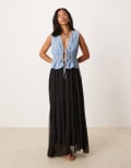 [ASOS Petite] ASOS DESIGN Petite floaty soft boho maxi skirt in black 6 Black