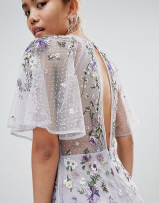asos design floral embroidered dobby mesh