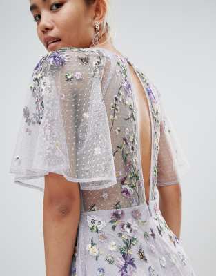 asos design floral embroidered dobby mesh