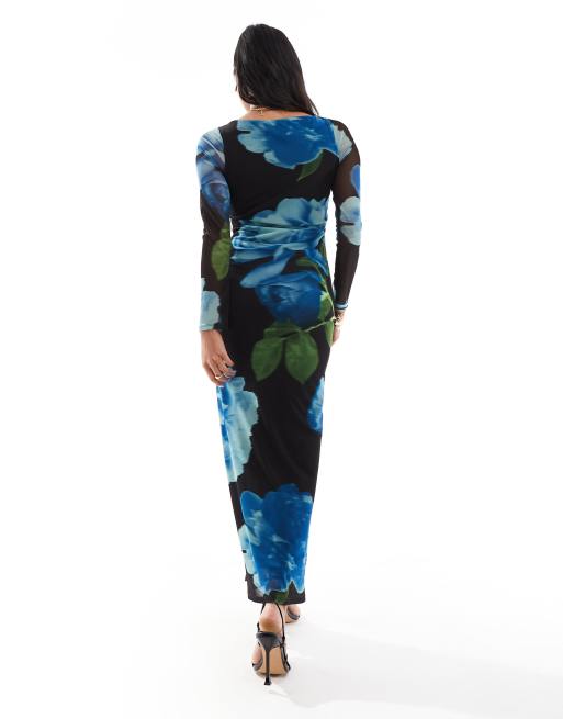 metallic blue dress Galatea Metallic Silk Chiffon Maxi Dress Airy BLUE / 00