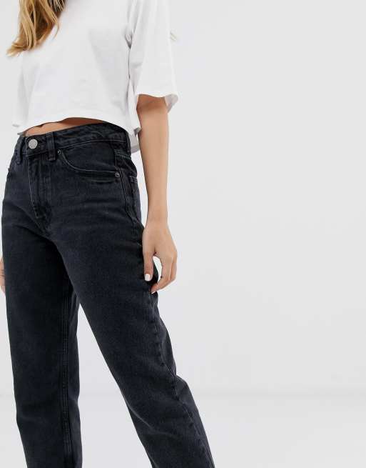 ASOS DESIGN Petite Florence authentic straight leg jeans in washed black BLACK