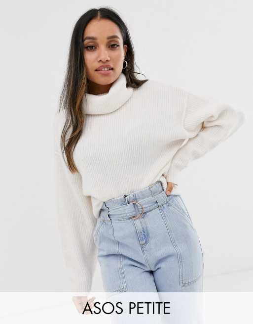 ASOS DESIGN Petite fluffy jumper with cowl neck in recycled blend | ASOS