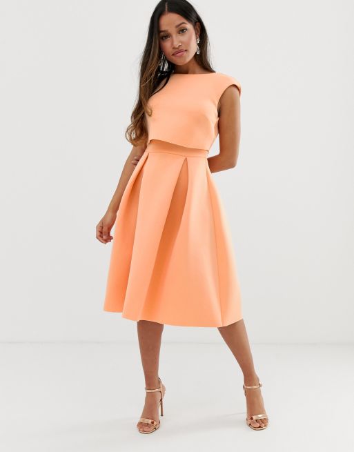 Asos design fold back sale crop top midi prom dress