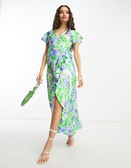 Asos white hotsell floral maxi dress