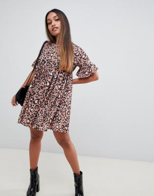 short sleeve leopard print dress