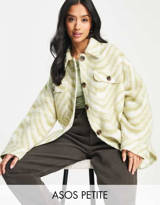 ASOS DESIGN Petite - Geborstelde shacket met zigzagmotief in groen