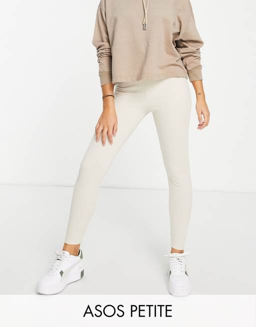 ASOS DESIGN Petite - Geribbelde legging in stone