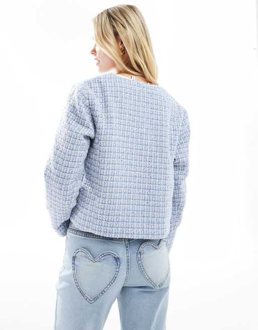 ASOS DESIGN Petite - Giacca bouclé blu, 3 di 4