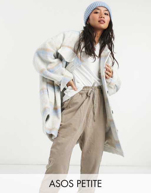 ASOS DESIGN Petite - Giacca spazzolata azzurro chiaro a quadri