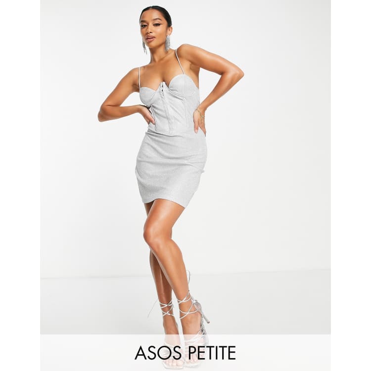 Silver sparkly bustier mini deals dress