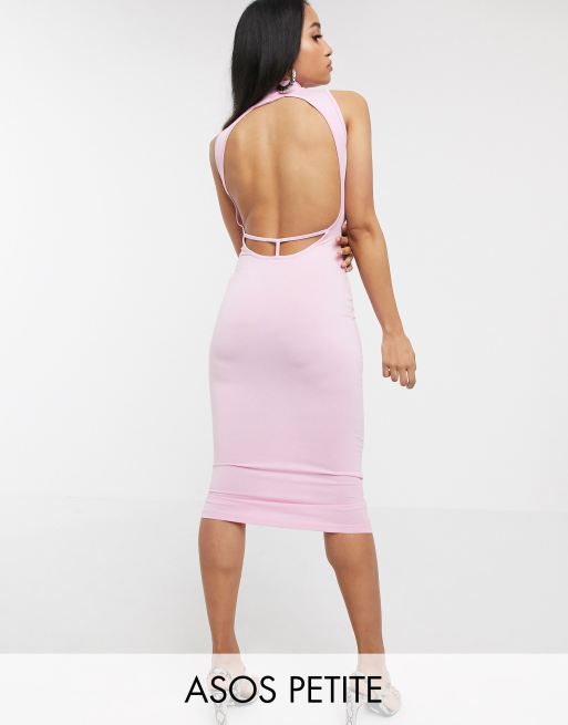 ASOS DESIGN Petite going out strap back midi dress in pink ASOS