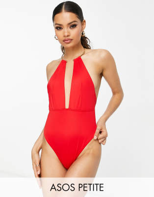 Asos red cheap swimming costume