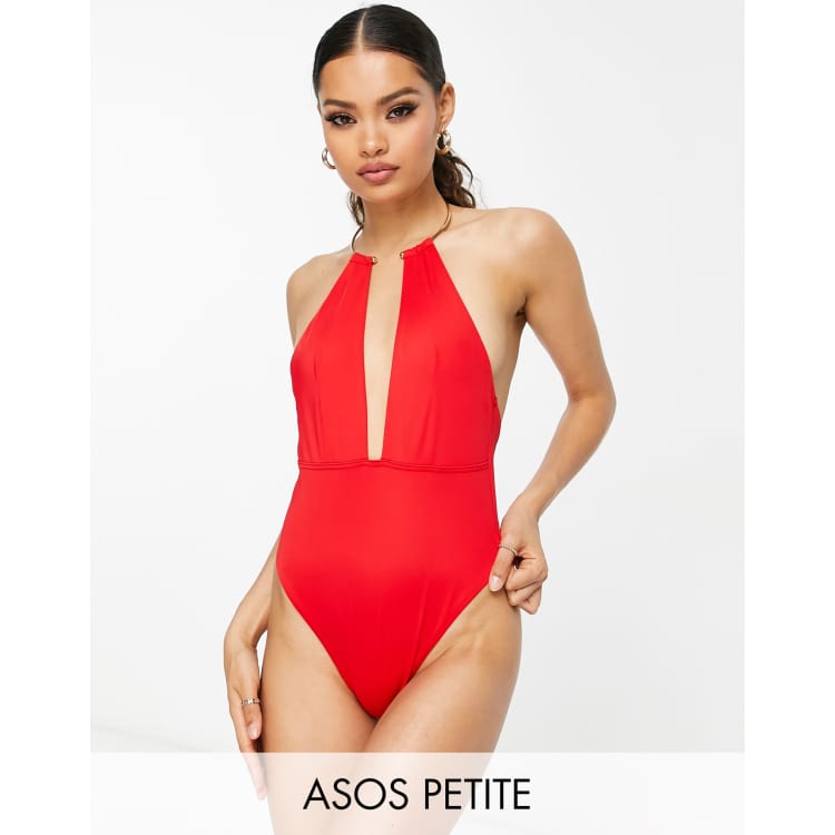 Trim Detail Plunge Swimsuit