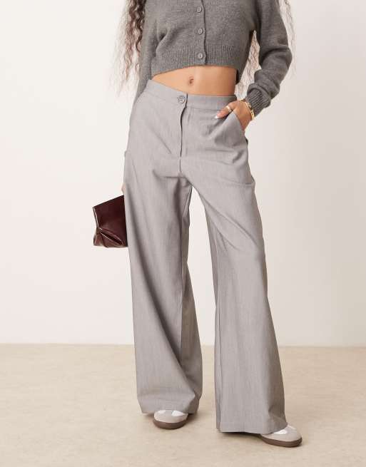 ASOS DESIGN Petite - Grå skræddersyede afslappede bukser med lige ben, 2 af 5