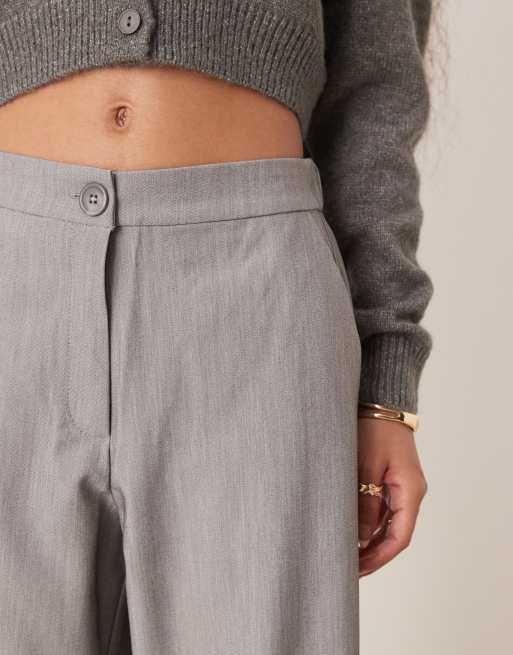 ASOS DESIGN Petite - Grå skræddersyede afslappede bukser med lige ben, 5 af 5