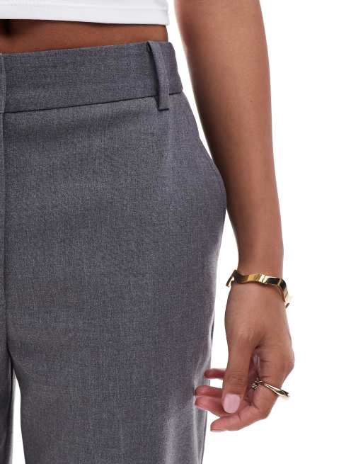 ASOS DESIGN Petite - Grå skræddersyede bukser med lige ben i slim fit, 3 af 5