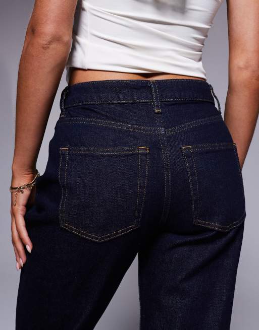 ASOS DESIGN Petite – Granatowe elastyczne jeansy z prostymi nogawkami, 3 z 5