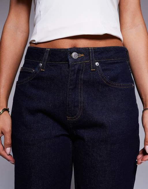 ASOS DESIGN Petite – Granatowe elastyczne jeansy z prostymi nogawkami, 4 z 5