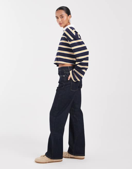ASOS DESIGN Petite – Granatowe elastyczne jeansy z prostymi nogawkami, 2 z 5