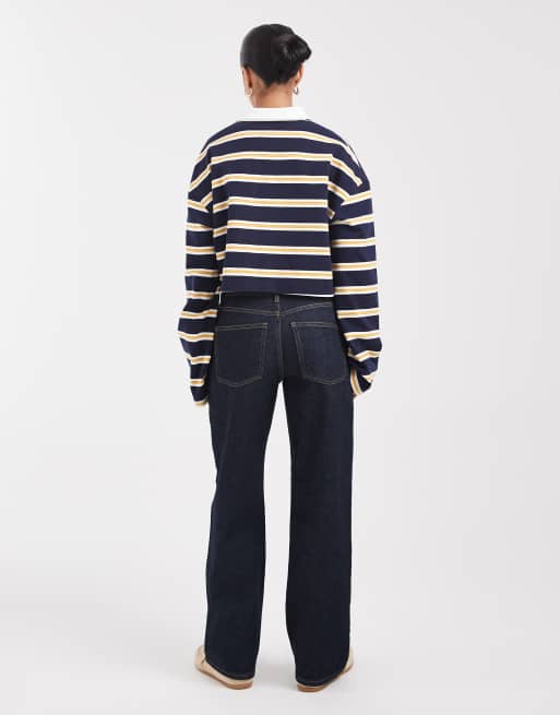 ASOS DESIGN Petite – Granatowe elastyczne jeansy z prostymi nogawkami, 3 z 5