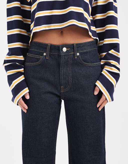 ASOS DESIGN Petite – Granatowe elastyczne jeansy z prostymi nogawkami, 5 z 5
